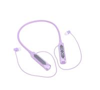 Yanmis Bluetooth Headphones, Neckband Wireless Earbuds, Noise Reduction Magnetic Neckband Headset with Battery Display, Small Memory Card Slot for Sports, Traveling (Purple)