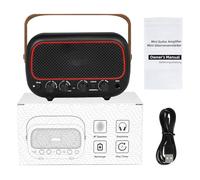 Yanmis BT Guitar Amplifier Portable 5W Rechargeable Dual Speaker with Overdrive Tone for Outdoor Practice Music Playback ABS Black (Black)