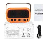 Yanmis BT Guitar Amplifier Portable 5W Rechargeable Dual Speaker with Overdrive Tone for Outdoor Practice Music Playback ABS Black (Orange)