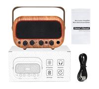 Yanmis BT Guitar Amplifier Portable 5W Rechargeable Dual Speaker with Overdrive Tone for Outdoor Practice Music Playback ABS Black (Brown)