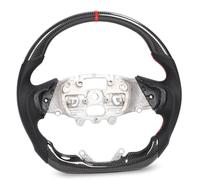 Yanmis Carbon Fiber Steering Wheel Flat Bottom D Shape Racing for Everest 2023+ Replacement, Perforated Leather Ergonomic Design Premium 1:1 OEM Fit with Red Stitching