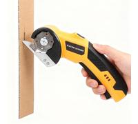 Yanmis Cordless Electric Scissors, Rechargeable Rotary Cardboard Cutter, 2000mAh Battery, with LED Light, SK5 Blade, Dual Safety Switch, for Carpet Leather Plastic (with 2pcs 1.5mm Thickness Blades)