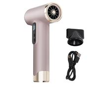 Yanmis Cordless Hair Dryer, 100000RPM 200W Negative Ionic Hair Dryer, 3 Adjustable Cold Hot Wind, 6x2500mAh Rechargeable, with Magnetic Nozzle (Roseate)
