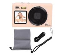 Yanmis Digital Camera, 5K 80MP Dual Screens 18x Zoom WiFi Camera with Flash, Compact Vlogging Cameras for Travel Live Streaming (Rosy)