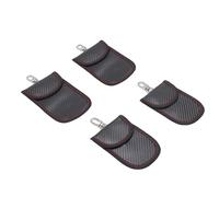 Yanmis Faraday Key Fob Bag 4 Pack Carbon Fiber Signal Blocking Pouch with Hook and Loop Fastener and Back Buckle for Car Key Security Anti Theft Protection