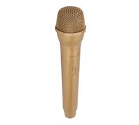 Yanmis Faux Mic, Lightweight ABS Simulation Microphone Toy for Stage Performance with Square Mic Flag, Great for Anime Scenes, Speech Practice and Photography (Golden color)