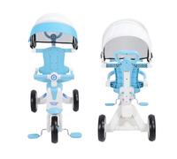 Yanmis Foldable Toddler Tricycle with Adjustable Push Handle, Stable Structure, Wide EVA Wheels for Boys and Girls Ages 2-5 (Blue)