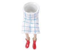 Yanmis Fun Resin Succulent Plant Pot Quirky Half Body Design Plaid Skirt Red Boots for Indoor Outdoor Home Decor Mini Flower Pot