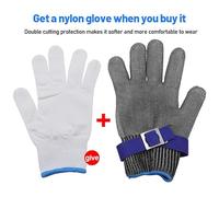 Yanmis Metal Mesh Chainmail Glove for Meat Cutting Chainsaw Work, Stainless Steel Cut Glove with 5 Levels of Cut, Hand Protection, Easy to Clean, for Gripping (L)