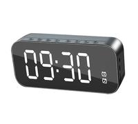 Yanmis Multi Functional Alarm Clock Bluetooth Speaker with Digital Display, Large Volume Output, USB Charging Port, FM Radio, 2in1 Design for Travel, Home, Outdoor Use (Black)