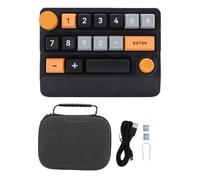 Yanmis Number Pad, Mechanical Numeric Keypad with RGB Backlight, Joystick and Knob, 15 Key Macro Programmable, BT 2.4G Wired Hot Swappable Numpad for PC Laptop (Yellow Black Blue)
