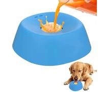 Yanmis Pet Slow Feeder Lick Bowl Liquid Treat Dispenser, Slip Resistant Design for Safe Mealtime, Engaging Toy for Dogs and Cats, 15.5x15.5x6cm Size (Blue)