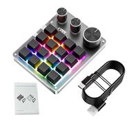 Yanmis Programmable Keyboard, 16 Keys 3 Knobs Customizable USB Wired Gaming Keypad for Volume Control Shortcuts, for Gaming Programming Work (Black)
