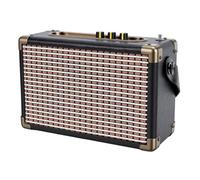 Yanmis Retro Wood Bluetooth Speaker, 20W 2.0 Channel Rechargeable Speaker With 3600mAh Battery Vintage, With Carrying Handle, Stereo Sound for Outdoor Party (Black)