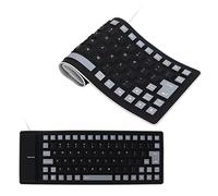 Yanmis Silicone Keyboard Foldable, Portable Silent Soft Keyboard for PC, with Convenient Carrying Bag, Ideal for Harsh Environments (Black)