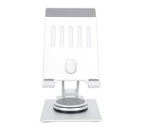 Yanmis Silver Phone Stand Holder with 360 Degrees Rotation, Foldable Design, Aluminium Alloy Stable Support, Wide Compatibility for Smartphones and Tablets [Anti-Slip Pad]