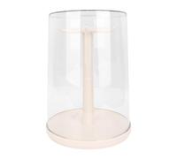 Yanmis Transparent Doll Display Case with 360° Rotation, Clear Rotatable Figures Storage Box with Convenient Hanger, Anti-Dust Compact ABS Collectible Showcase for Office Home (Cream White)