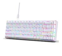 Yanmis V800 RGB 68 Keys Wired Mechanical Gaming Keyboard, Hot Swappable Keys with 19 RGB Backlight Modes, Double Keycaps, Compact Ergonomic Design for PC (White)