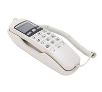 Yanmis Wall Mountable Basic Corded Telephone, Retro Landline Phone with DTMF and FSK CID, LCD Screen Display for Home Hotel Kitchen Garage School Hospital (White(English Version))