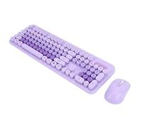 Yanmis Wireless Keyboard and Mouse Combo, 2.4GHz Plug and Play with Retro Typewriter Style Round Keycaps, 104 Keys with Numeric Pad, for PC Laptop Desktop (Purple)