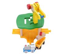 Yanmis Wooden Track Tower Crane Toy Set for Kids, Simulation Crane Tower Scene Design, Comfortable Hand Feeling, Sturdy ABS & Maple Wood Track Building Set, Compatible with Expansion