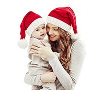 Yanmucy 2PCS Parent-Child Christmas Hats Winter Warm Knit Family Matching Cap Soft Cozy Red Santaa Hat for Unisex Adults Newborns