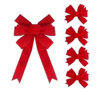 Yanmucy 5PCS Christmas Bows Set Red Velvet Bows Large Christmas Bow Wreaths Decoration Bows Xmas Ornament Bow for Christmas Tree Door Wall Party Dec Presents Wrapping (5)