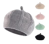 Yanmucy Baby Beret Hat Toddler Winter Knitted Beanie Cap Little Girls Stylish Warm Hat for 0~3 Years (Gray)