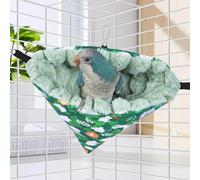 Yanmucy Bird Nests for Cages Waterproof Plush Winter Bird Hammock Hanging Warm Parrot Bed Cozy Corner Parrot House Tent for Sleeping Playing (Green, Large)