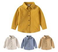 Yanmucy Boys Long Sleeve Top Corduroy Little Boy's Button Down Shirt Kids Causal Shirts for 2-9 Years Regular Fit (UK, Age, 3 Years, 4 Years, Regular, Ginger)