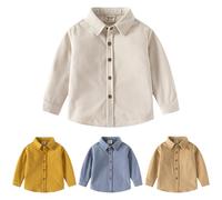 Yanmucy Boys Long Sleeve Top Corduroy Little Boy's Button Down Shirt Kids Causal Shirts for 2-9 Years Regular Fit (UK, Age, 4 Years, 5 Years, Regular, Beige)