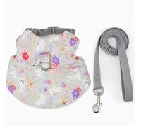 Yanmucy Bunny Harness and Leash Set Adjustable Escape Proof Rabbit Harness Double Buckle Bunny Accessories for Small Animal Pets Walking Training (Grey, M -Chest(10.2-11.8in))