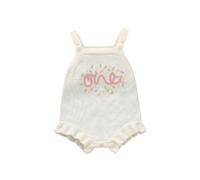 Yanmucy First Birthday Outfit Knit Sleeveless Baby Girl Romper 1st 1/2 Birthday Girl Outfit Cake Smash Outfit (White One, 6-12 Months)