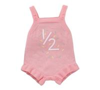 Yanmucy First Birthday Outfit Knit Sleeveless Baby Girl Romper 1st 1/2 Birthday Girl Outfit Cake Smash Outfit (Pink 1/2, 6-12 Months)