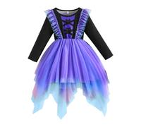 Yanmucy Little Girl Halloween Dress Irregular Colorful Tulle Long Sleeve Dresses Toddler Baby Girl Clothes Halloween Party Costume Outfits for 2-8 Years (UK, Age, 5 Years, Regular, Purple)