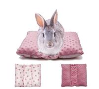 Yanmucy Rabbit Guinea Pig Bed, Fleece Double-sided All Seasons , Rabbit Bedding Small Animal Soft Pad Mat for Cage Accessories for Bunny Rat Ferret Hamster 40x35cm (Pink)