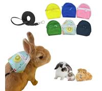 Yanmucy Rabbit Harness and Lead Set with Bag Adjustable Rabbit Lead Waterproof Ferret Harness for Small Animal Rats Bunny Walking (Flower)