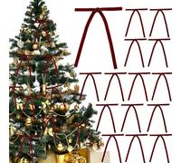 Yanmucy Velvet Christmas Tree Bows, 24Pcs BlingBling Ribbon Bows for Christmas Tree Decorations Burgundy Bows for Christmas Wreath Decor,Gift Wrapping, Party, Staircase 5 * 7 inch (Burgundy)