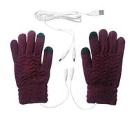 Yanmucy Women & Men USB Heated Gloves Touchscreen Winter Warm Full Finger Gloves Unisex Anti Slip Knitting Hand Gloves for Working Typing Game Sports (women-Dark Red), One Size
