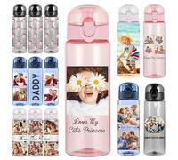 YanNanKe 26oz Personalised Plastic Water Bottles with Name Picture Custom Leak Proof Photo Water Bottles with Handle for Girls Boys School Sport Travel