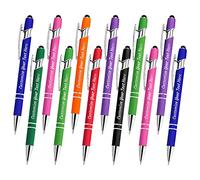 YanNanKe Custom Pens Personalised Bulk, Customised Engraving Ballpoint Pens with Stylus Name or Text, Ideal Anniversary, Birthday or Graduation Gift(12 PCS, Black Ink)