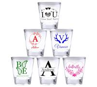 YanNanKe Custom Shot Glasses with Initial Name Text Personalised Monogram Shot Glasses for Men Women 2 oz Tequila Vodka Whiskey Shot Glass Gift for Wedding Favors Bachelorette Party Birthdays