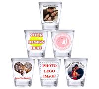 YanNanKe Custom Shot Glasses with Photo Name Text Personalised Picture Shot Glasses for Men Women 2 oz Tequila Vodka Whiskey Shot Glass Gift for Wedding Favors Bachelorette Party Birthdays