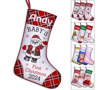 YanNanKe Personalised Baby 1st Christmas Stocking Custom Baby's First Christmas Stockings for Newborn with Name Xmas Tree Fireplace Home Decoration Gift for Baby Girls & Baby Boys
