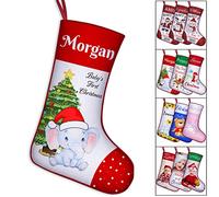 YanNanKe Personalised Baby 1st Christmas Stocking Custom Baby's First Christmas Stockings for Newborn with Name Xmas Tree Fireplace Home Decoration Gift for Baby Girls & Baby Boys