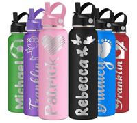 YanNanKe Personalised Water Bottle for Kids Adults with Straw Lid 12 18 24 32 40 oz Custom Water Bottles with Name Logo Engraved Insulated Stainless Steel Sports Water Bottle for School