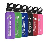 YanNanKe Personalised Water Bottle with Straw Lid for School,Custom Engraved Insulated Stainless Steel Sports Water Bottle with Name for Girls Boys Women Men(24oz/32oz/40oz,8 Colors)