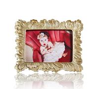 Yanoayimo Gold 3.5x5 Vintage Picture Frames Golden High Definition Glass Palm Leaves Elegant Retro European Design,Antique Picture Frame for Tabletop Stand or Hanging