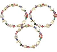 Yanobia Celestial Charm Bracelet, Multi-Color Crystals, Colorful Crystal Star Moon Sun Bracelet, Sparkling Gift for Women Girls Astrology Lovers (3Pcs)