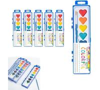 Yanobia Valentines Paint Sets for Kids, Watercolor Paint Set with Paintbrush, 8 Colors Washable Water Color Paints, Art Supplies for Preschool Classroom Party Favor Valentines Gifts (5Pcs)